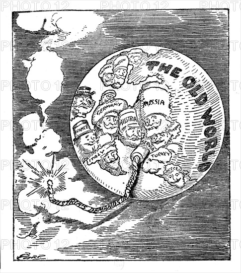 "La poudrière des Balkans". Caricature extraite du Minnéapolis journal