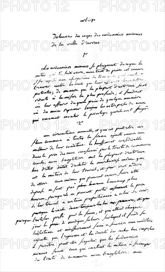 Register of grievances written by Robespierre
