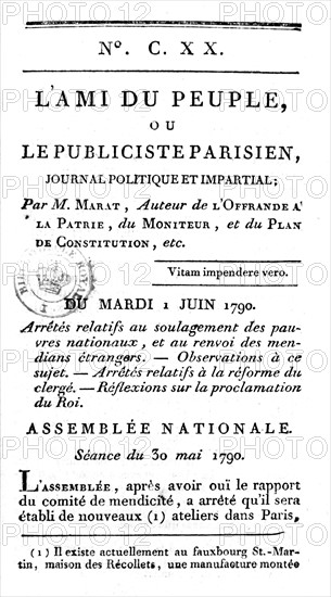 "L'Ami du peuple", le journal de Marat