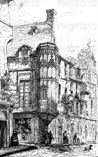 Paris. Barbette Hotel. Drawing by M. Delauney, engraved by M. Sotain in "Paris-Guide", 1867 Edition