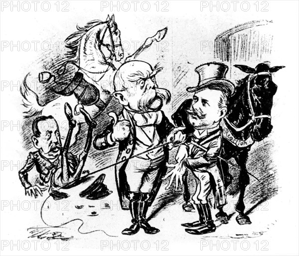 Caricature in "Der Fioh". Bismarck et Von Bulow