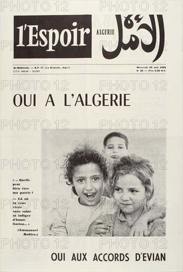 Front page of the newspaper 'L'Espoir d'Algérie' on June 20, 1962