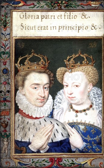 Portraits d'Henri II d'Albret, roi de Navarre, et de Marguerite de Valois, unis en 1527, Livre d'Heures de Catherine de Medicis