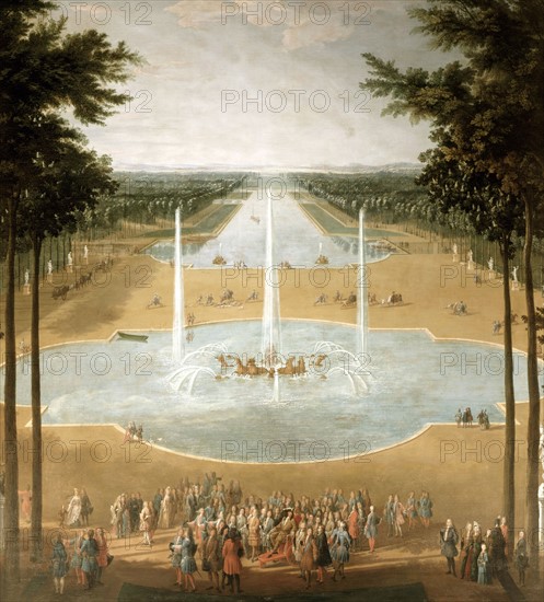 Martin, Vue du bassin d'Apollon et du Grand Canal de Versailles en 1713