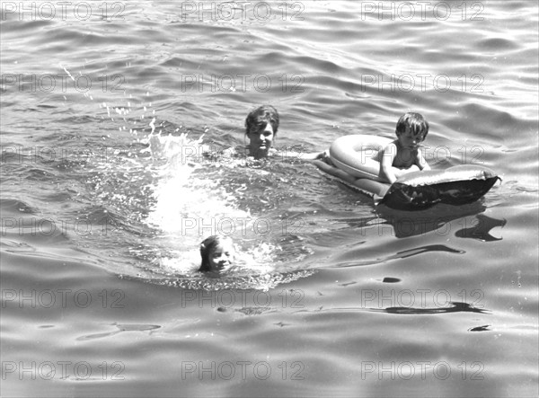 Jackie Kennedy. Summer 1962. Vacation in Ravello (Italy). Swimming