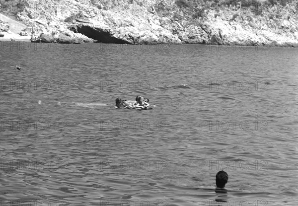 Jackie Kennedy. Summer 1962. Vacation in Ravello (Italy). Swimming