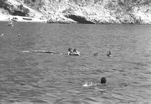 Jackie Kennedy. Summer 1962. Vacation in Ravello (Italy). Swimming