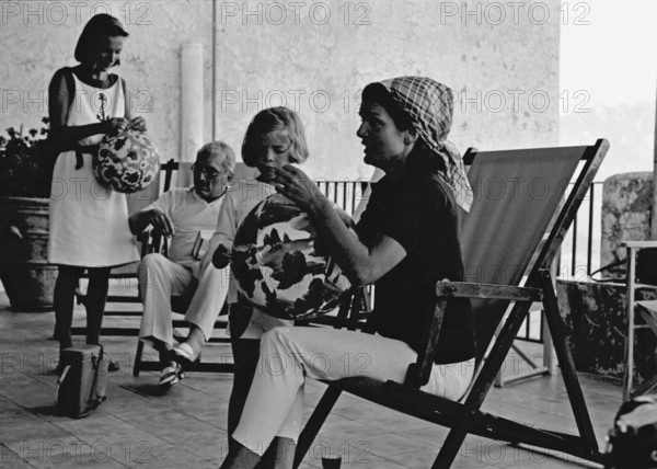 Jackie Kennedy. Summer 1962. Vacation in Ravello (Italy). Deckchair