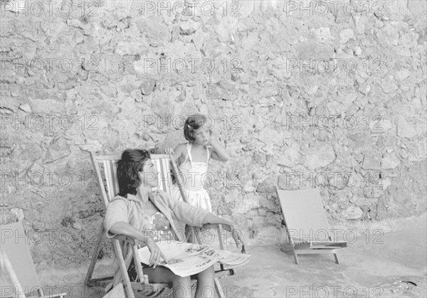 Jackie Kennedy. Summer 1962. Vacation in Ravello (Italy).  Deckchair