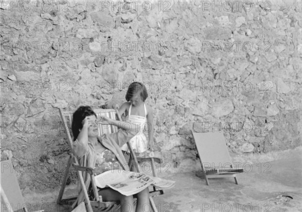 Jackie Kennedy. Summer 1962. Vacation in Ravello (Italy). Deckchair