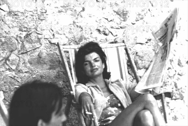 Jackie Kennedy. Summer 1962. Vacation in Ravello (Italy). Deckchair