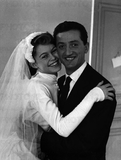 Benno Graziani with Brigitte Bardot on her wedding day, 1952