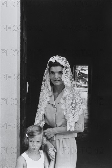 Jackie Kennedy. Summer 1962. Vacation in Ravello (Italy). Mantilla