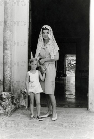 Jackie Kennedy. Summer 1962. Vacation in Ravello (Italy). Mantilla