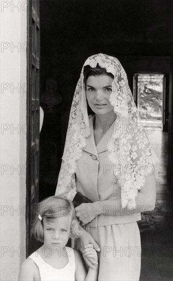 Jackie Kennedy. Summer 1962. Vacation in Ravello (Italy). Mantilla