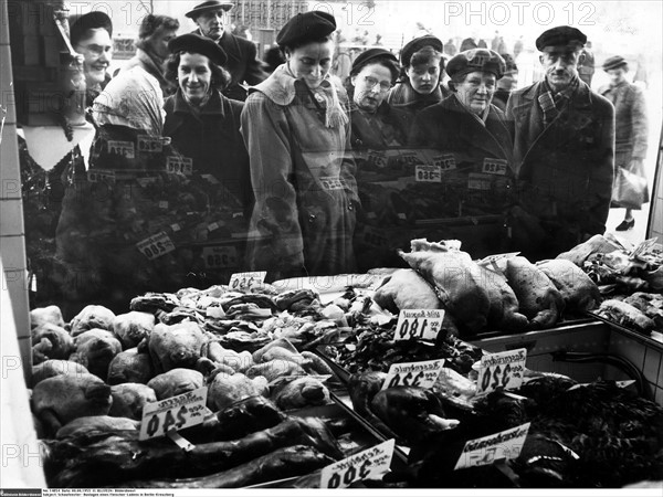 Butcher's shop in Berlin, 1953