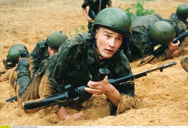 Russian recruits of a special force during trainig, 2001