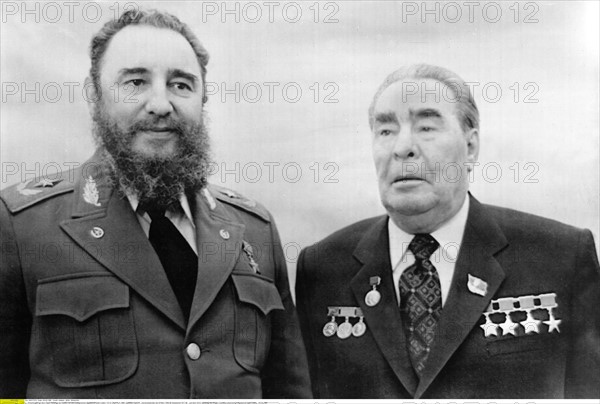 Fidel Castro avec Léonid Brejnev, 1981