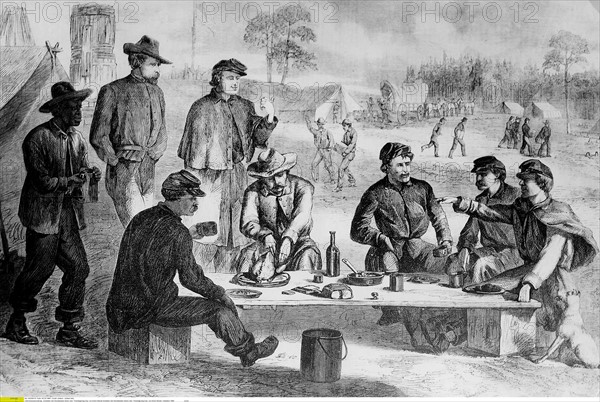 Soldats américains le jour de Thanksgiving, 1864