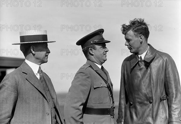 Orville Wright, John F. Curry and Charles Lindbergh, 1927