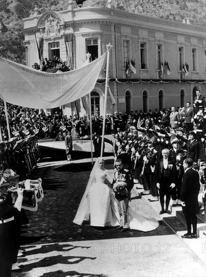 Mariage de Rainier III de Monaco et Grace Kelly en 1956