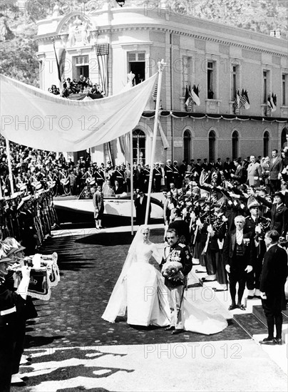 Mariage de Rainier III de Monaco et Grace Kelly en 1956