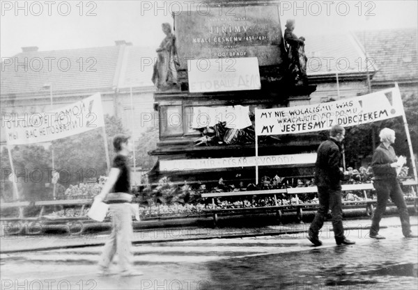 Prague Spring: demonstrations in Czech Republic against the invasion of the country