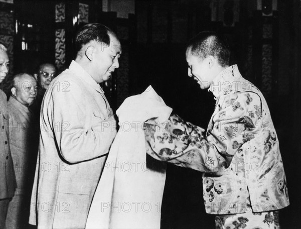 Mao Ze Dong et le Dalai Lama La-Mu-Teng-Chu