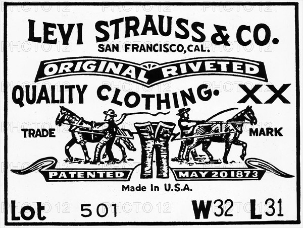 Label for Levi Strauss Jeans, 1974.