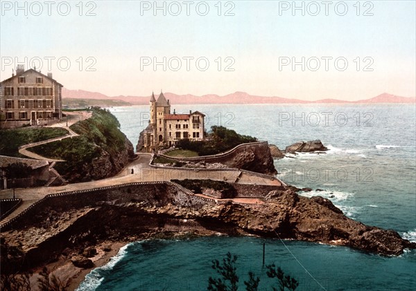 Frankreich, Region Aquitaine, Departement Pyr‚n‚es-Atlantiques, Biarritz: Villa Belsa

- undatiertes Photochrom um 1900