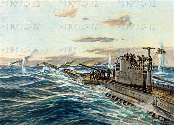 Croiseur sous-marin allemand au combat