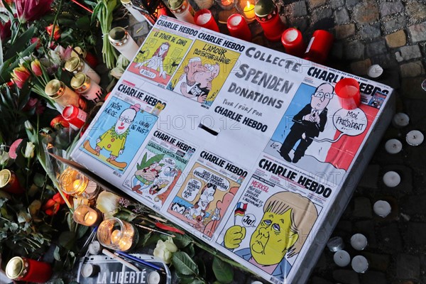 Rassemblement à Berlin en mémoire des victimes de l'attentat de Charlie Hebdo et du Supermarché casher à Paris