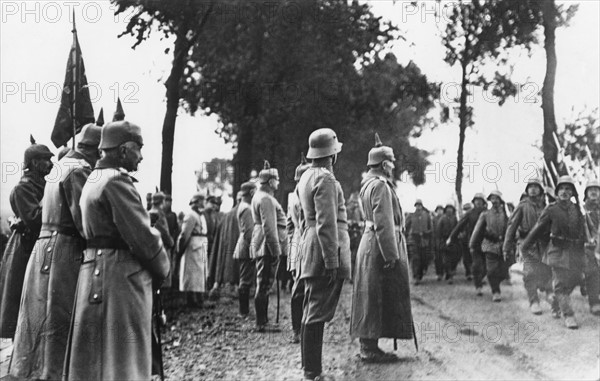 German soldiers parading for the Emperor, 1916