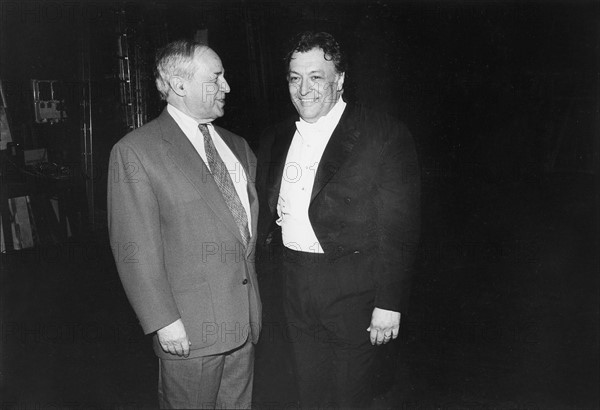 Zubin Mehta, Dirigent, Indien, mit Pierre Boulez (l.) in Berlin, 1995