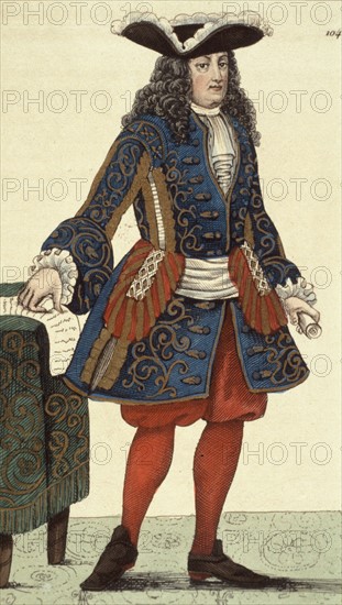 Ludwig XIV. von Frankreich - kolorierte Radierung