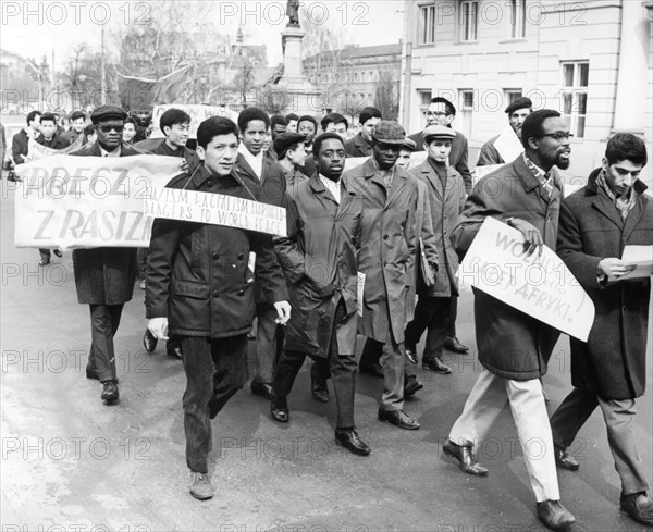 Manifestation d'étudiants en Pologne, avril 1968