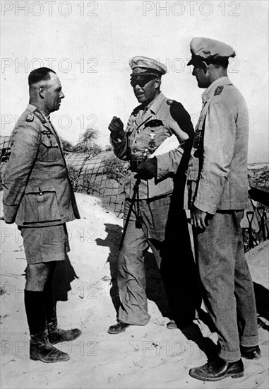 Rommel, Erwin 1891-1944
Officer, general field marshall, germany
commander of the german africa corps Feb.41-March 43 (WWII) 
Field marshall Rommel (l) together with field marshall Albert Kesselring (C-in-C 'South') at a meeting at the afrikan front (El Al