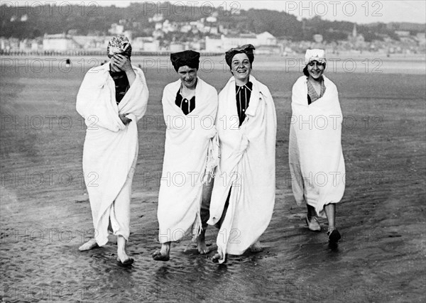 France, Normandy, bathing in Trouville-sur-Mer