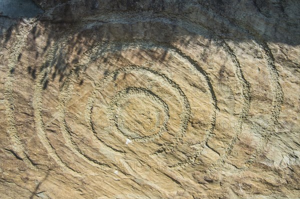 Rock engraving on Neolithic passage grave