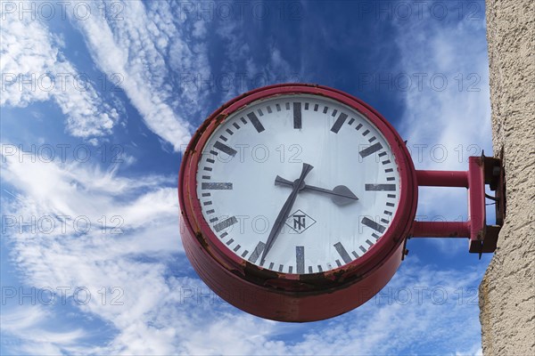 Old station clock on the premises of the Bavarian Railway Museum Nordlingen