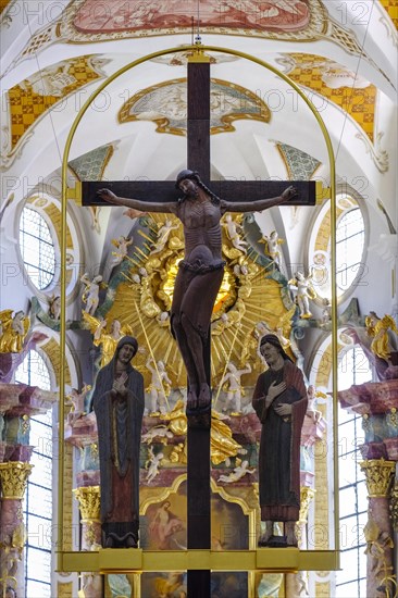 Romanesque cross with Mother of God and John