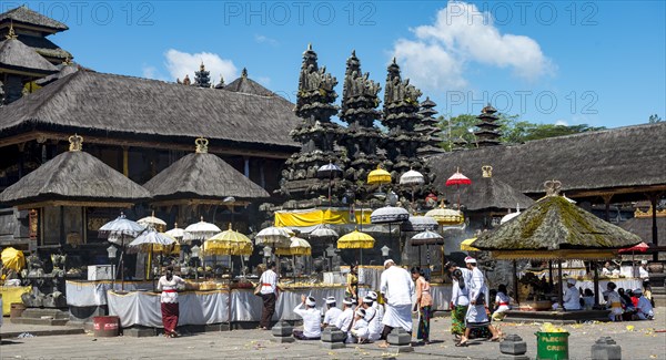 Believers praying in temple