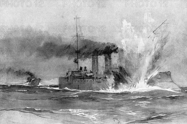 Torpedoing of the German cruiser