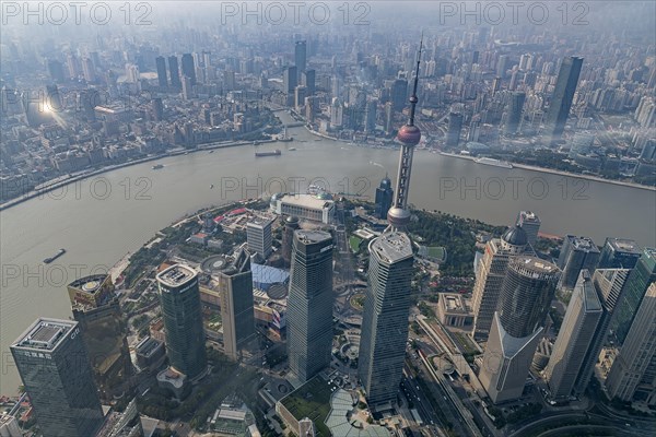 View from Shanghai Tower to Oriental Pearl Tower