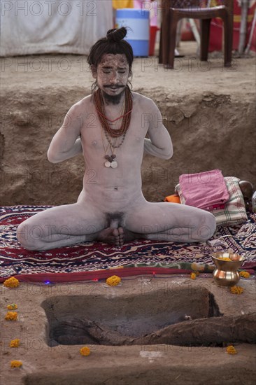 Naked Sadhu during Hindu festival Kumbh Mela