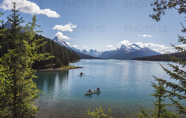 Canoeist on Maligne Lake