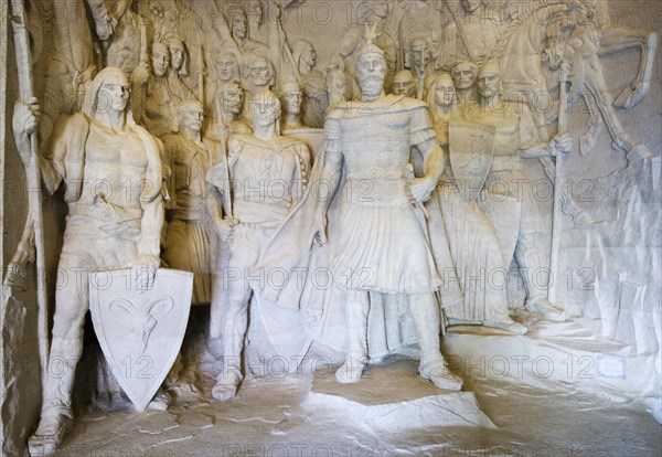 Skanderbeg Sculpture Group and fellow combatants in the Skanderbeg Museum