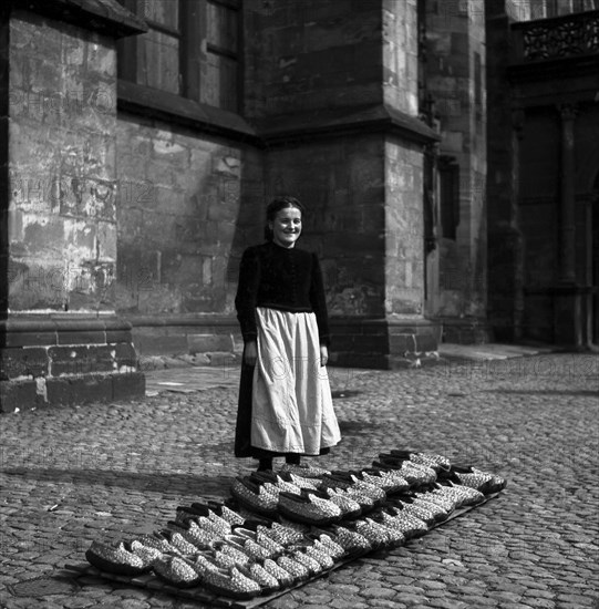 Woman sells shoes