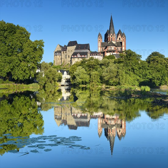Limburg Cathedral St. Georg or St. George's Cathedral and Limburg Castle over the river Lahn