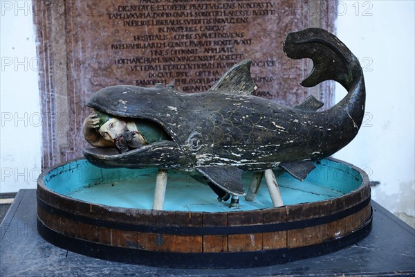 Jonas and the whale carving in the Asam church